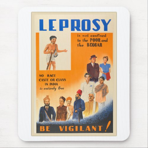 Vintage Leprosy Hansens Disease Be Vigilant Mouse Pad