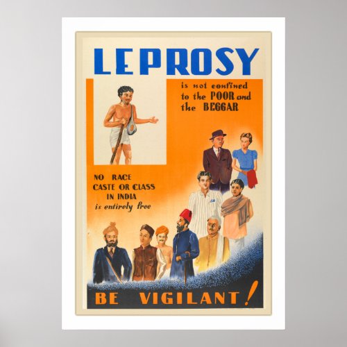 Vintage Leprosy Hansens Disease Be Vigilant Poster