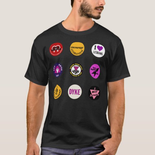 Vintage Lesbian Buttons Sticker T_Shirt