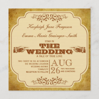Vintage Lesbian Wedding Theatre Production Invitation
