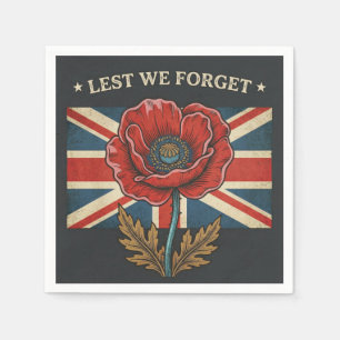Vintage "Lest We Forget" Remembrance Day Poppy Napkins
