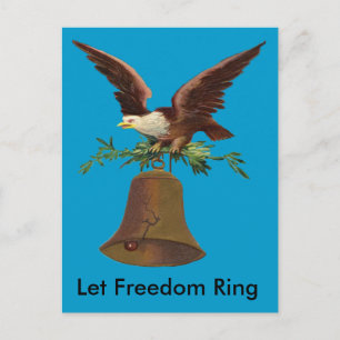 Vintage Let Freedom Ring Bell and Eagle, ZSSG Postcard