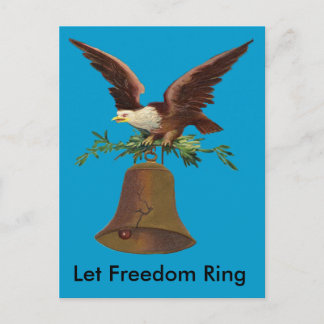 Vintage Let Freedom Ring Bell and Eagle, ZSSG Postcard