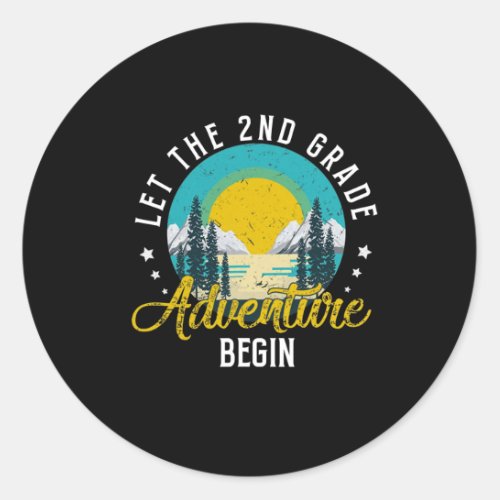Vintage Let The 2nd Grade Adventure Back To School Classic Round Sticker