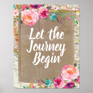 Vintage Let the Journey Begin Sign Travel Poster
