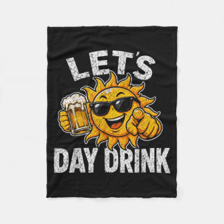 Vintage Lets Day Drink Funny Sun Drinking Humor Fleece Blanket