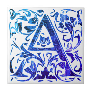 Vintage Letter A Ceramic Tile