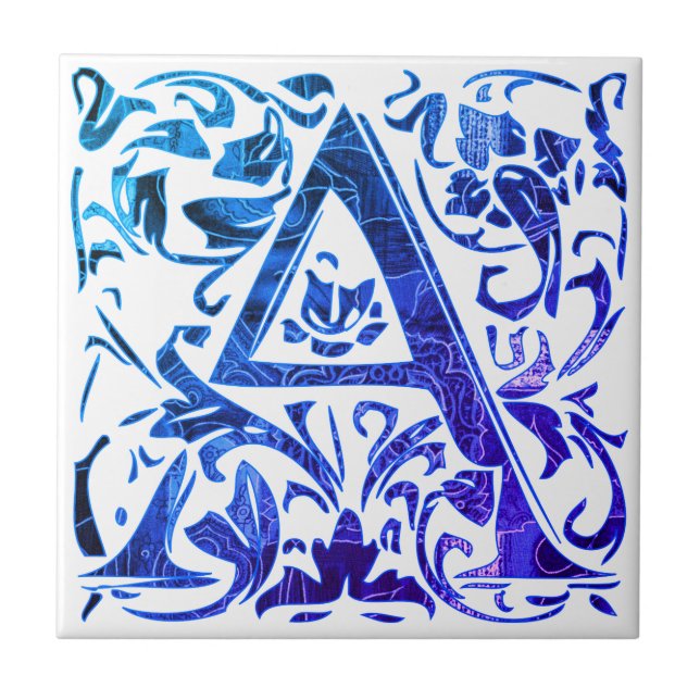 Vintage Letter A Ceramic Tile (Front)