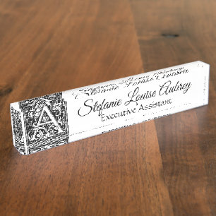 Vintage Letter "A" Desk Name Plate