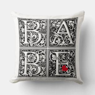 Vintage Letter "BABE" with Small Red Heart Throw Pillow