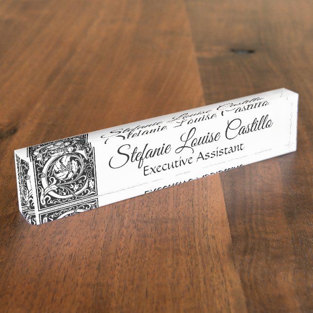 Vintage Letter "C" Desk Name Plate (Side)