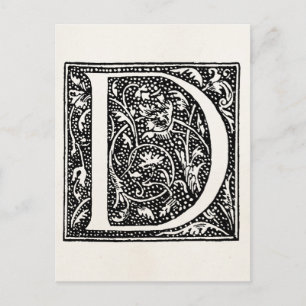Vintage Letter D Monogram Parchment "D" Initials Postcard