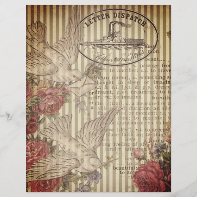 Vintage Letter Dispatch Scrapbook Paper (Front)
