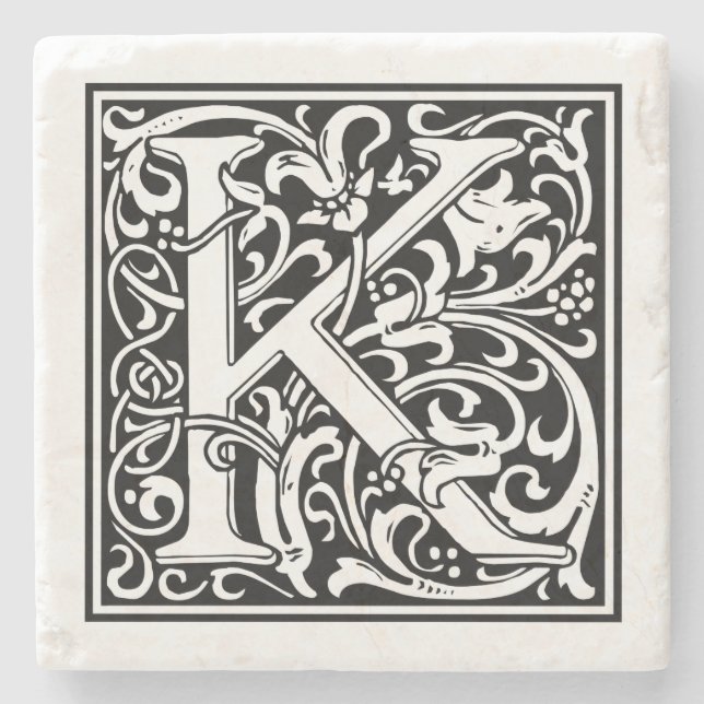 Vintage Letter "K" Stone Coaster (Front)