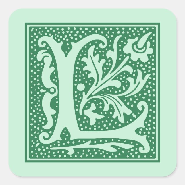 Vintage Letter L Monogram Initial Square Sticker (Front)