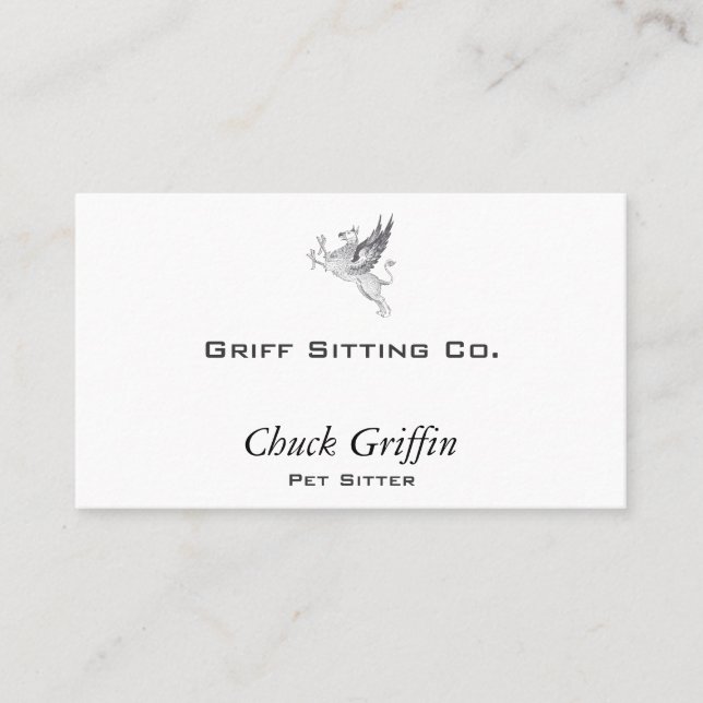 Vintage Letter Press Griffin Line Art Business Card (Front)