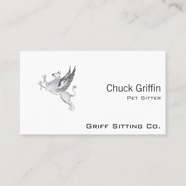 Vintage Letter Press Griffin Line Art Business Card (Front)