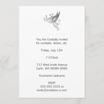 Vintage Letter Press Griffin Line Art Invitation by TerryBain at Zazzle