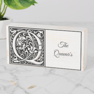 Vintage Letter "Q" Wooden Box Sign