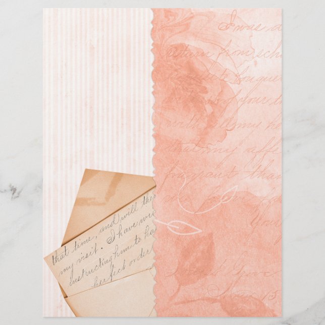 Vintage Letter & Stripe Collage Scrapbook Paper (Front)