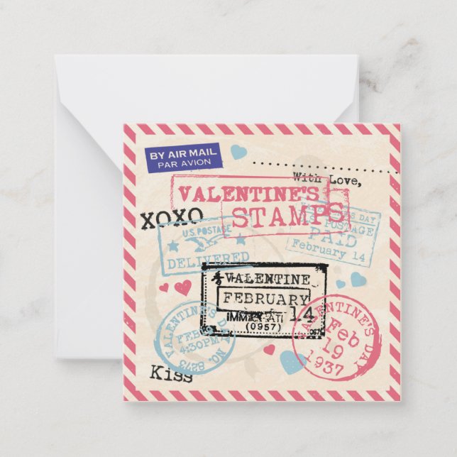 Vintage Letter Valentine's Day Note Card (Front)