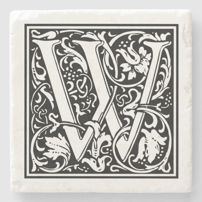 Vintage Letter "W" Stone Coaster (Front)