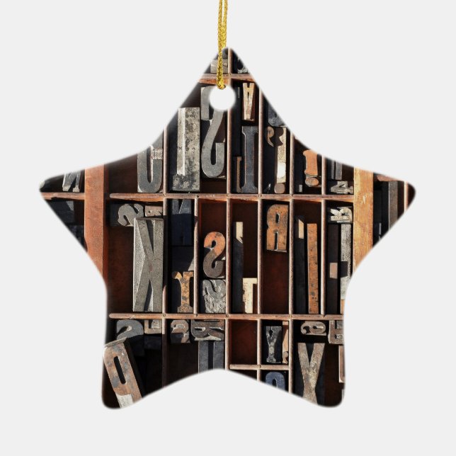 Vintage Letterpress Blocks Ceramic Ornament (Front)