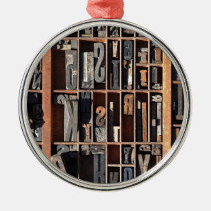 Vintage Letterpress Blocks Metal Ornament