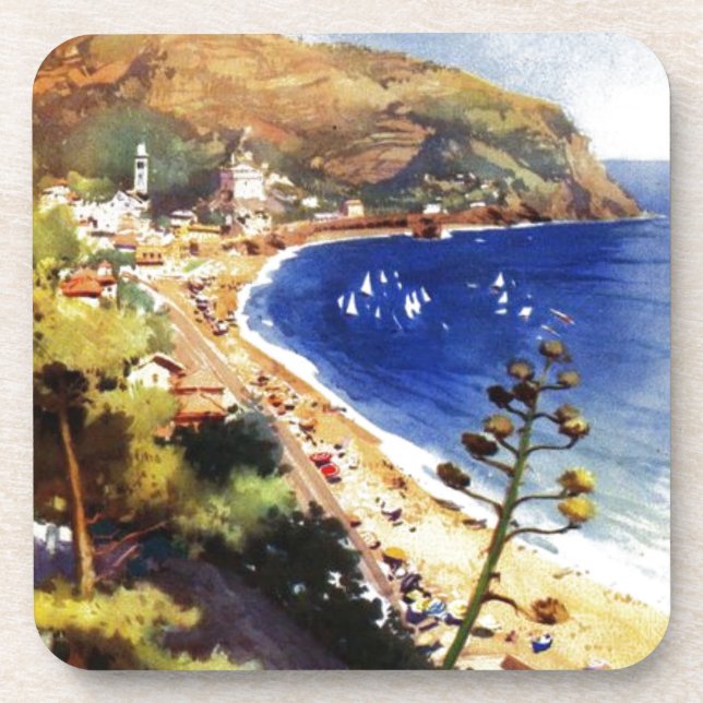 Vintage Levanto Genova Italy Tourism Beverage Coaster (Front)