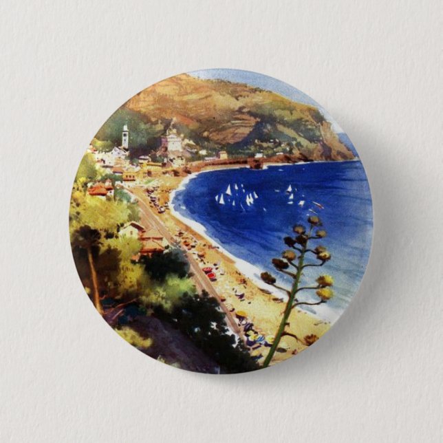 Vintage Levanto Genova Italy Tourism Button (Front)