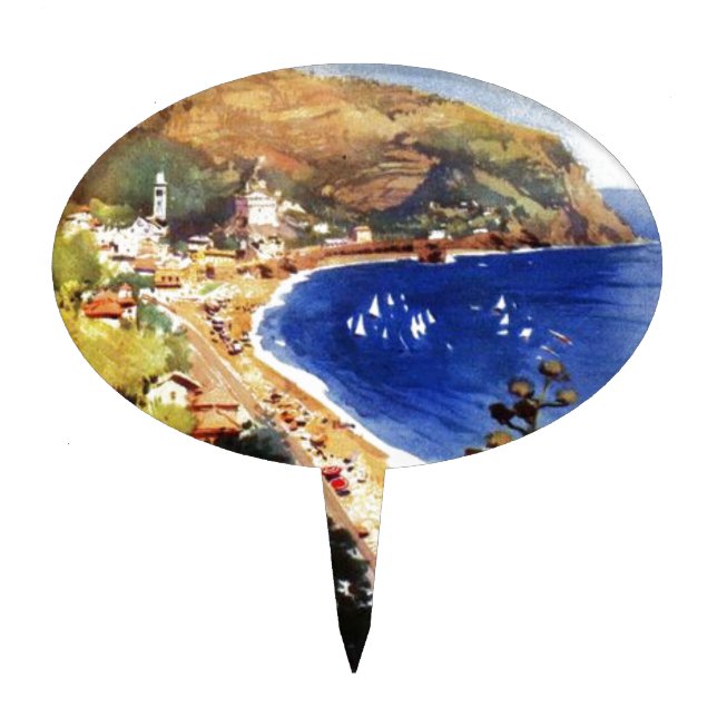 Vintage Levanto Genova Italy Tourism Cake Topper (Front)