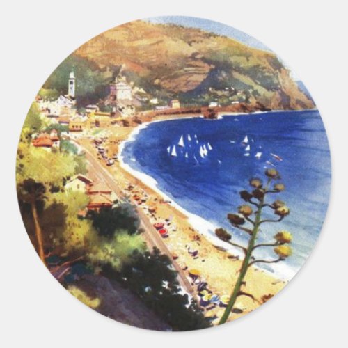 Vintage Levanto Genova Italy Tourism Classic Round Sticker