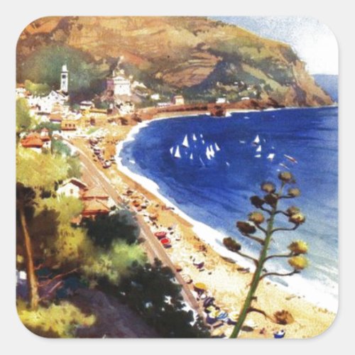 Vintage Levanto Genova Italy Tourism Square Sticker