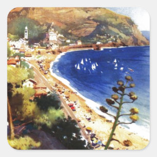 Vintage Levanto Genova Italy Tourism Square Sticker