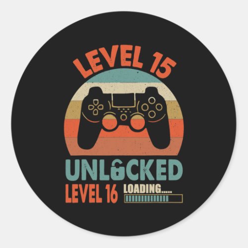 Vintage Level 15 Unlocked Awesome Video Game 15th Classic Round Sticker