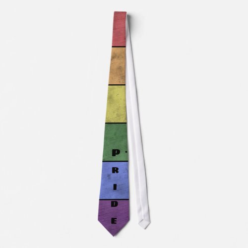 Vintage LGBT flag distressed black text Pride Neck Tie