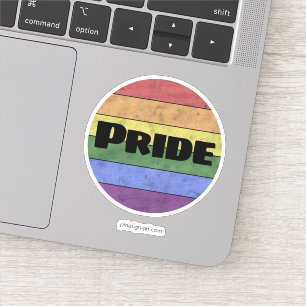 Vintage LGBT flag distressed black text Pride Sticker