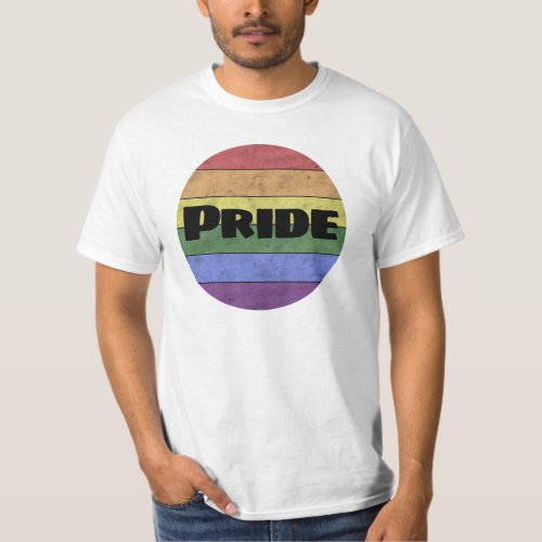 Vintage LGBT flag distressed black text Pride T_Shirt