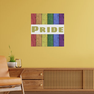 Vintage LGBT flag distressed black w text Pride Poster