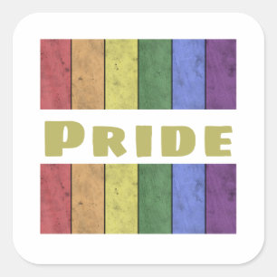 Vintage LGBT flag distressed black w text Pride Square Sticker