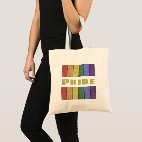 Vintage LGBT flag distressed black w text Pride Tote Bag