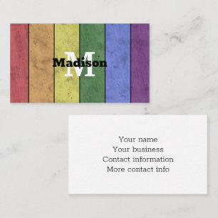 Vintage LGBT flag pride distresed rainbow Monogram Business Card