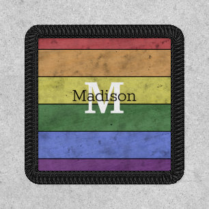 Vintage LGBT flag pride distresed rainbow Monogram Patch