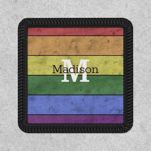Vintage LGBT flag pride distresed rainbow Monogram Patch