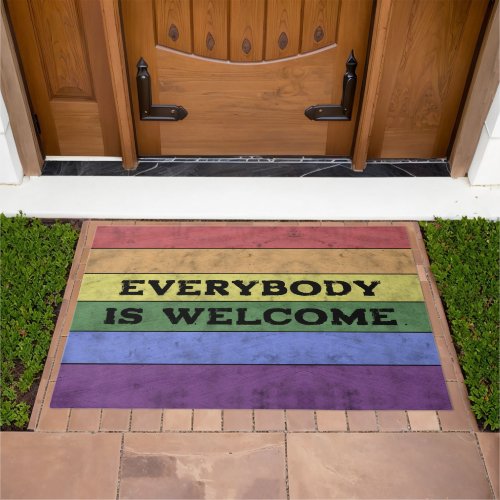 Vintage LGBT flag pride distresed rainbow Your txt Doormat