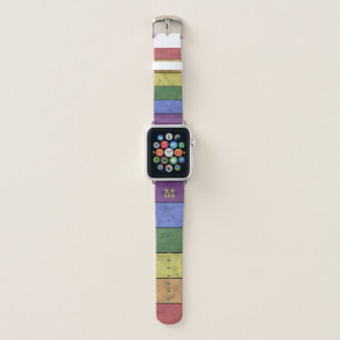 Vintage LGBT flag pride distressed black Monogram Apple Watch Band