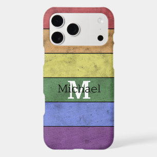 Vintage LGBT flag pride distressed black Monogram iPhone 17 Pro Max Case