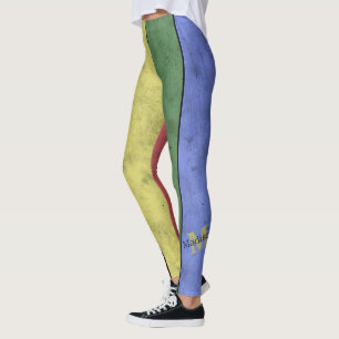 Vintage LGBT flag pride distressed black Monogram Leggings