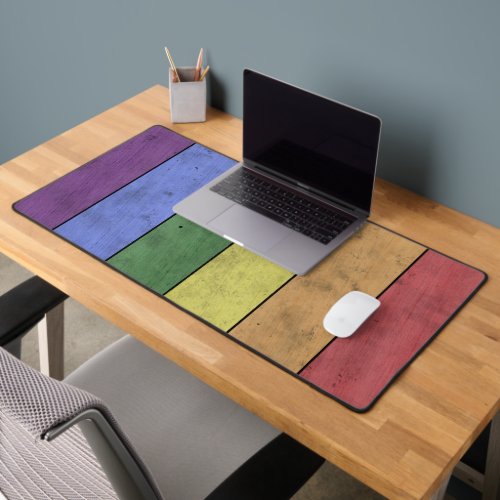 Vintage LGBT flag pride distressed rainbow Desk Mat