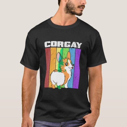 Vintage LGBT Gay Pride Rainbow Flag Corgi Shirt Co